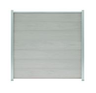 GartenLand WPC Zaun Set XL Ameland 180x180 cm Sichtschutz Steckzaun Sand-Multicolor Alu Silber | o. Pfosten o. Abschlussleiste