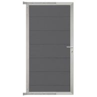 GartenLand Steckzauntor Ameland 90x175 cm WPC Schiefergrau Aluminium Silber