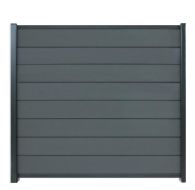 GartenLand WPC Zaun Set Norderney 180x180 cm Sichtschutz Steckzaun Schiefergrau Aluminium Anthrazit | o. Pfosten