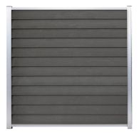 GartenLand WPC Zaun Set Schwedenprofil 180x180 cm Sichtschutz Steckzaun Anthrazit Holzstruktur Aluminium Silber | o. Pfosten