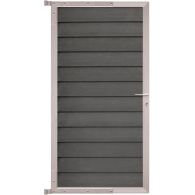 GartenLand Steckzauntor Schwedenprofil 90x175 cm WPC Anthrazit Holzstruktur Aluminium Silber
