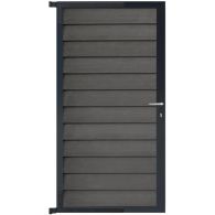 GartenLand Steckzauntor Schwedenprofil 90x175 cm WPC Anthrazit Holzstruktur Aluminium Anthrazit