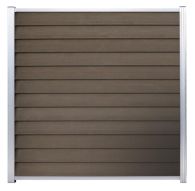 GartenLand WPC Zaun Set Schwedenprofil 180x180 cm Sichtschutz Steckzaun Braun Holzstruktur Aluminium Silber | o. Pfosten
