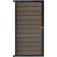 GartenLand Steckzauntor Schwedenprofil 90x175 cm WPC Braun Holzstruktur Aluminium Anthrazit