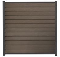 GartenLand WPC Zaun Set Schwedenprofil 180x180 cm Sichtschutz Steckzaun Braun Holzstruktur Aluminium Anthrazit | o. Pfosten