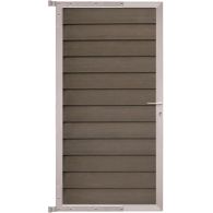 GartenLand Steckzauntor Schwedenprofil 90x175 cm WPC Braun Holzstruktur Aluminium Silber