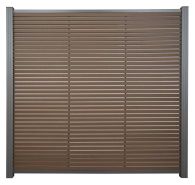 GartenLand WPC Zaun Set Air Gap 180x180 cm Sichtschutz Steckzaun Schokobraun Aluminium Anthrazit | o. Pfosten