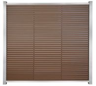 GartenLand WPC Zaun Set Air Gap 180x180 cm Sichtschutz Steckzaun Schokobraun Aluminium Silber | o. Pfosten