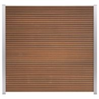 GartenLand WPC Zaun Set Shadowline 180x180 cm Sichtschutz Steckzaun Mahagoni Alu Silber | o. Pfosten