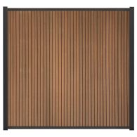 GartenLand WPC Zaun Set Shadowline Vertikal 175x180 cm Sichtschutz Steckzaun Mahagoni Aluminium Anthrazit | o. Pfosten