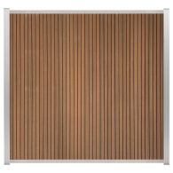 GartenLand WPC Zaun Set Shadowline Vertikal 175x180 cm Sichtschutz Steckzaun Mahagoni Aluminium Silber | o. Pfosten