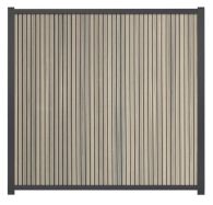 GartenLand WPC Zaun Set Shadowline Vertikal 175x180 cm Sichtschutz Steckzaun Amethystgrau Aluminium Anthrazit | o. Pfosten