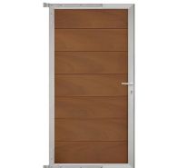 GartenLand Steckzauntor Ameland Co-extrudiert 90x175 cm WPC Mahagoni Aluminium Silber