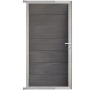 GartenLand Steckzauntor Ameland Co-extrudiert 90x175 cm WPC Amethystgrau Aluminium Silber