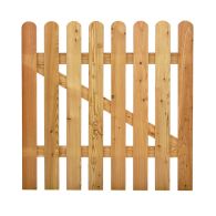 NA-LOG Tor Vorgartenzaun MAILAND gerade 100x100 cm Holzzaun Lärche PEFC Bretterzaun mit gebogenem Kopf