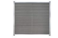 GartenLand Rhombus WPC Zaun Set Kopenhagen 180x180 cm Sichtschutz Steckzaun Schiefergrau Holzstruktur Aluminium Silber | o. Pfosten