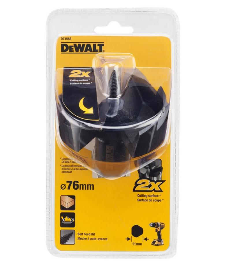 Dewalt Rapid-Holz/Forstnerbohrer, 76 mm ø (geeignet für den Einsatz in Bohrmaschinen, für saubere Durchbruchsbohrungen in Hart & Weichholz, Holzdielen, Altbaudecken, Gipskartonplatten) DT4588