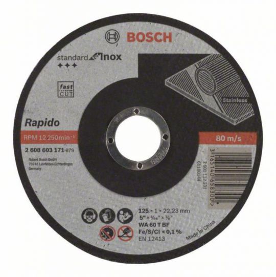 Bosch Trennscheibe gerade Standard for Inox Rapido WA 60 T BF 115 mm 10er-Pack 
