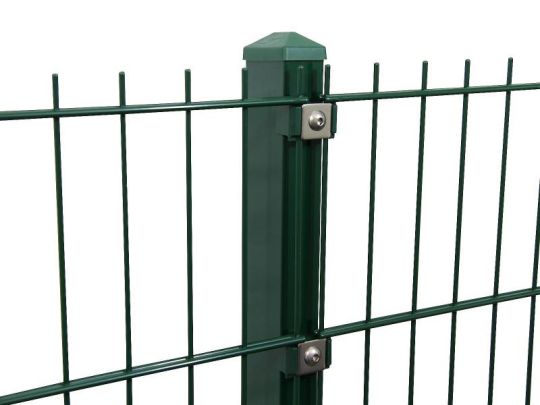 Doppelstabmattenzaun Komplett Set Grun Pfosten M Halteplattchen