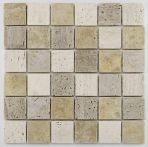 Bärwolf Mosaik 4,8 x 4,8 cm Square Travertine Mix Travertine R10 - CM-10004