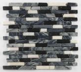 Bärwolf Mosaik 30,5 x 30,5 cm Sticks Nero Marq/White grey, Marble R10 - CM-7103
