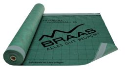 BRAAS DIVOROLL Unterspannbahn Universal + 2S UDB-A,USB-A Unterdeckbahn ideal für Schiefer- und Faserzementplatten mit Doppel-Klebezone 1,50 x 50 m