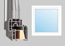 Meeth Kunststofffenster Typ 76/3 | 1-flügelig Dreh-Kipp | UW 0,9 | Weiß