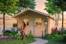Skan Holz Gartenhaus Como Natur mit Vordach 80 cm