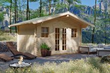 Skan Holz Gartenhaus Davos Natur mit Vordach 80 cm