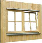 Skan Holz Doppelfenster für Carports, 132,4x82,1 cm - Natur