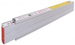 STABILA Holz-Gliedermaßstab Type 717, 2 m, weiß/gelbe metrische Schnellablese-Skala, mit Winkelschema, PEFC-zertifiziert