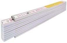 STABILA Holz-Gliedermaßstab Type 417, 2 m, weiß/gelbe metrische Schnellablese-Skala, mit Winkelschema, PEFC-zertifiziert