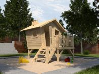 Weka Tabaluga Abenteuerspielhaus Lotti Natur - Holzkinderspielhaus mit Satteldach, inkl. Treppe + Terrasse